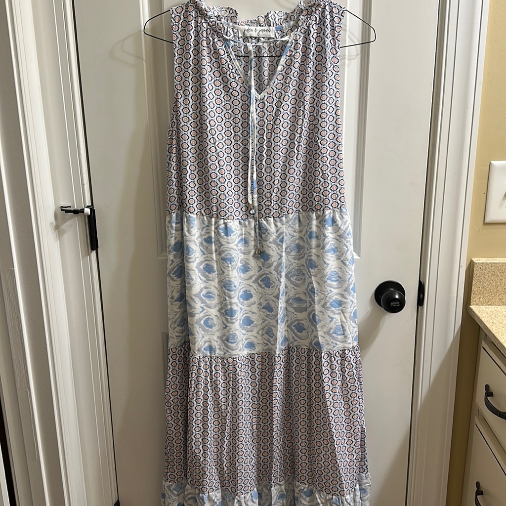 Bnwot Jules & James Blue & White Color Block Dress Boutique Maxi Dress